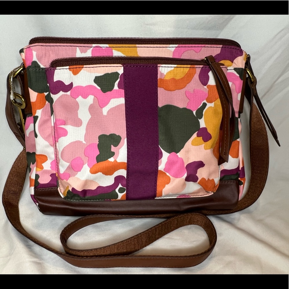 Fossil Crossbody Purse Purple Camo